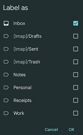 Select the boxes for the sections you want to add to your label