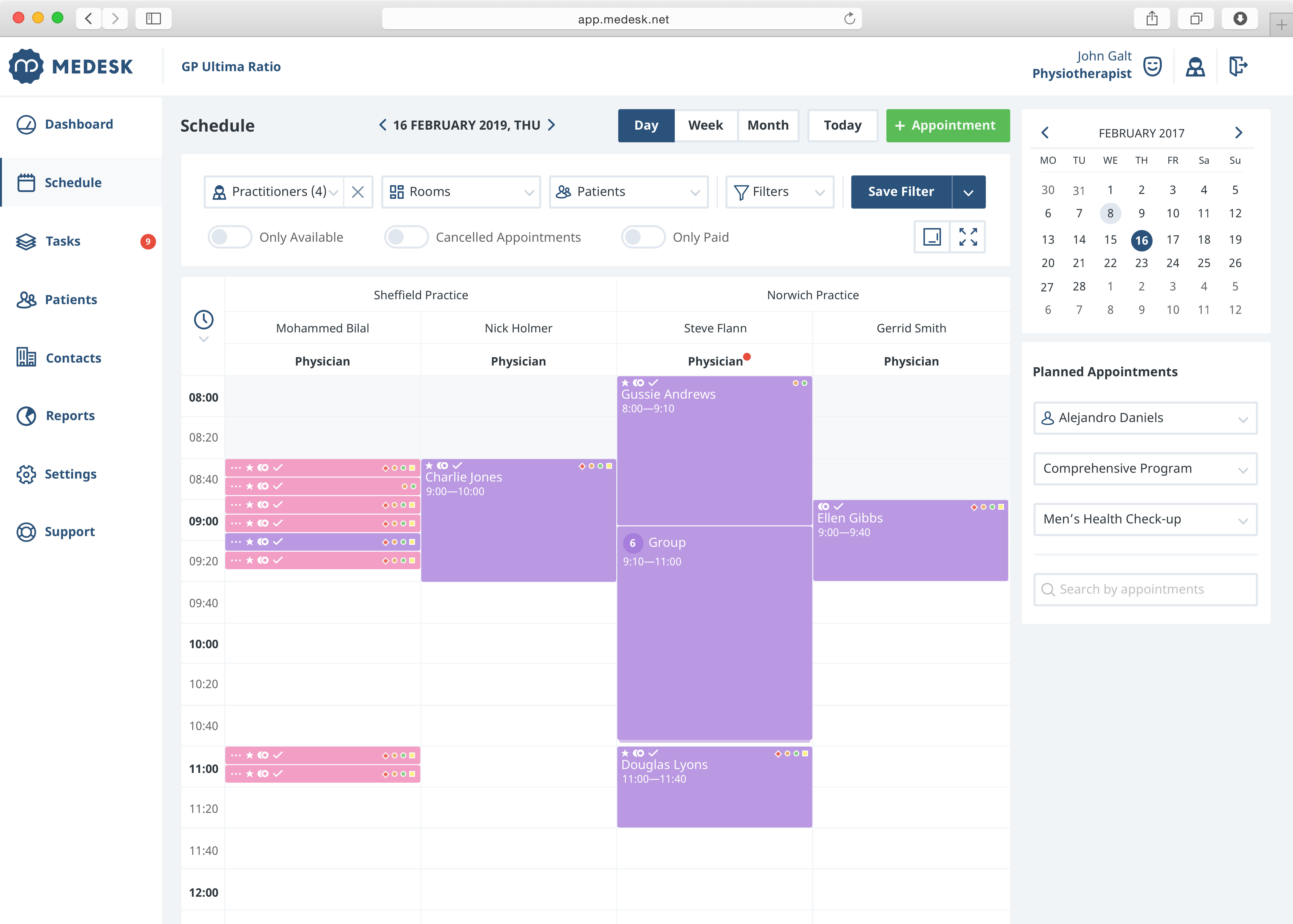 scheduling dashboard in medesk