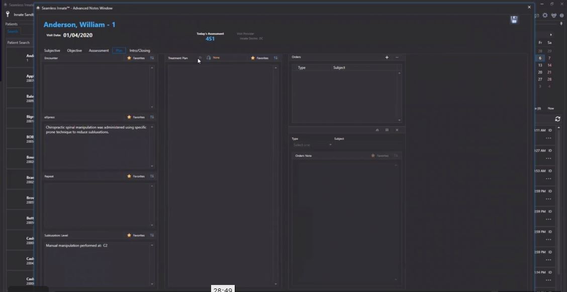 adding patient notes in Innate