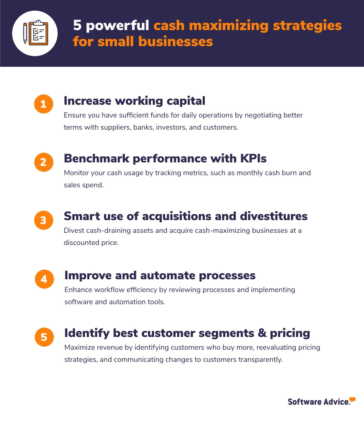 Graphic of 5 powerful cash-maximizing strategies for small businesses