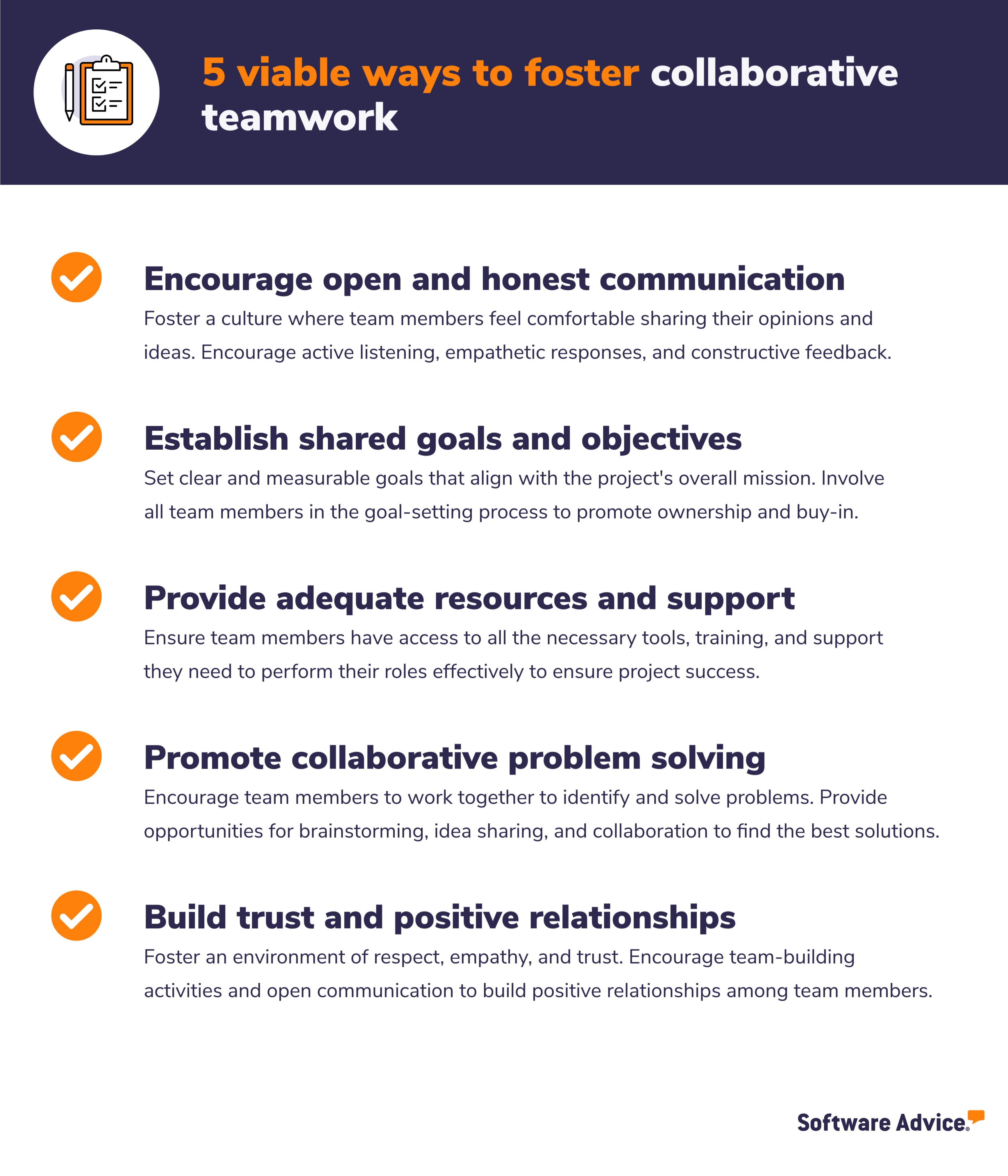 5 ways to foster collaborative teamwork graphic
