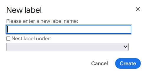 Name your new label and click "Create."