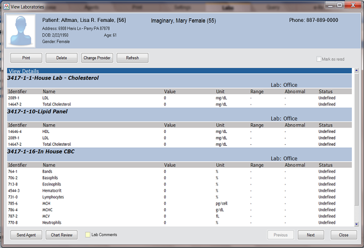 Lab report in Praxis EMR