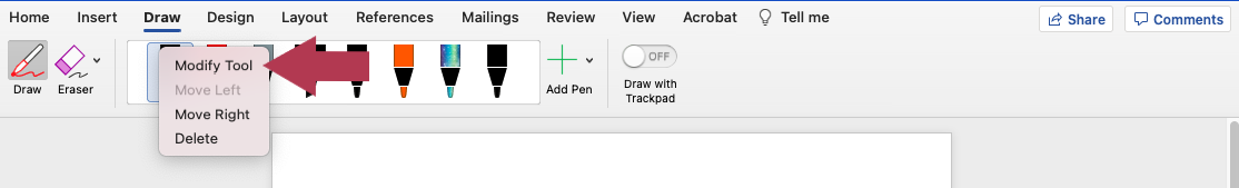 Graphic of pen icon on Word