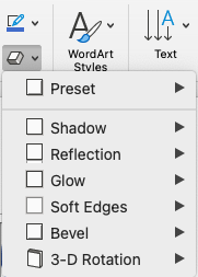 Graphic of shape effect panel