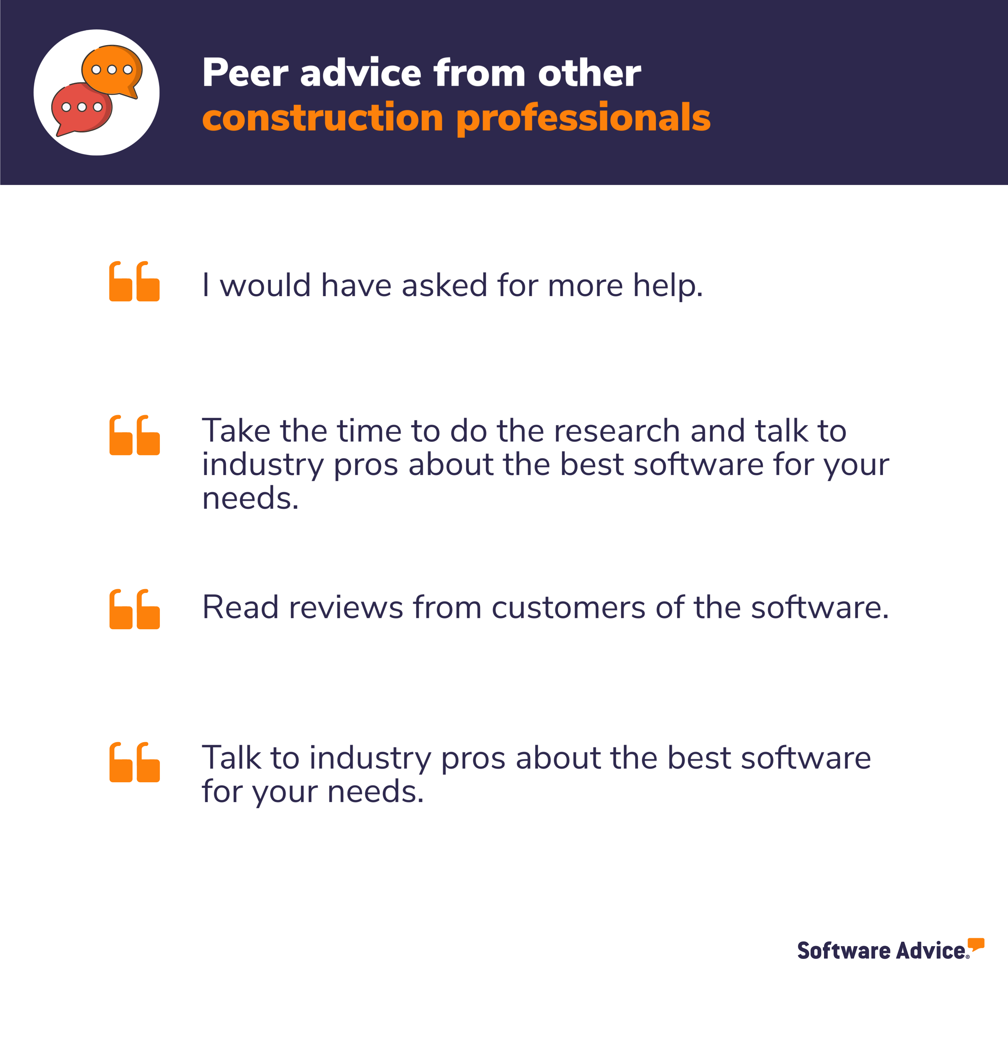 Software Advice graphic: peer advice from construction professionals