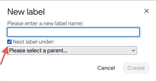 Check box for nesting your label