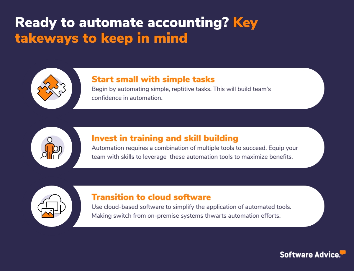 SA graphic showing the key takeaways of steps to automate accounting