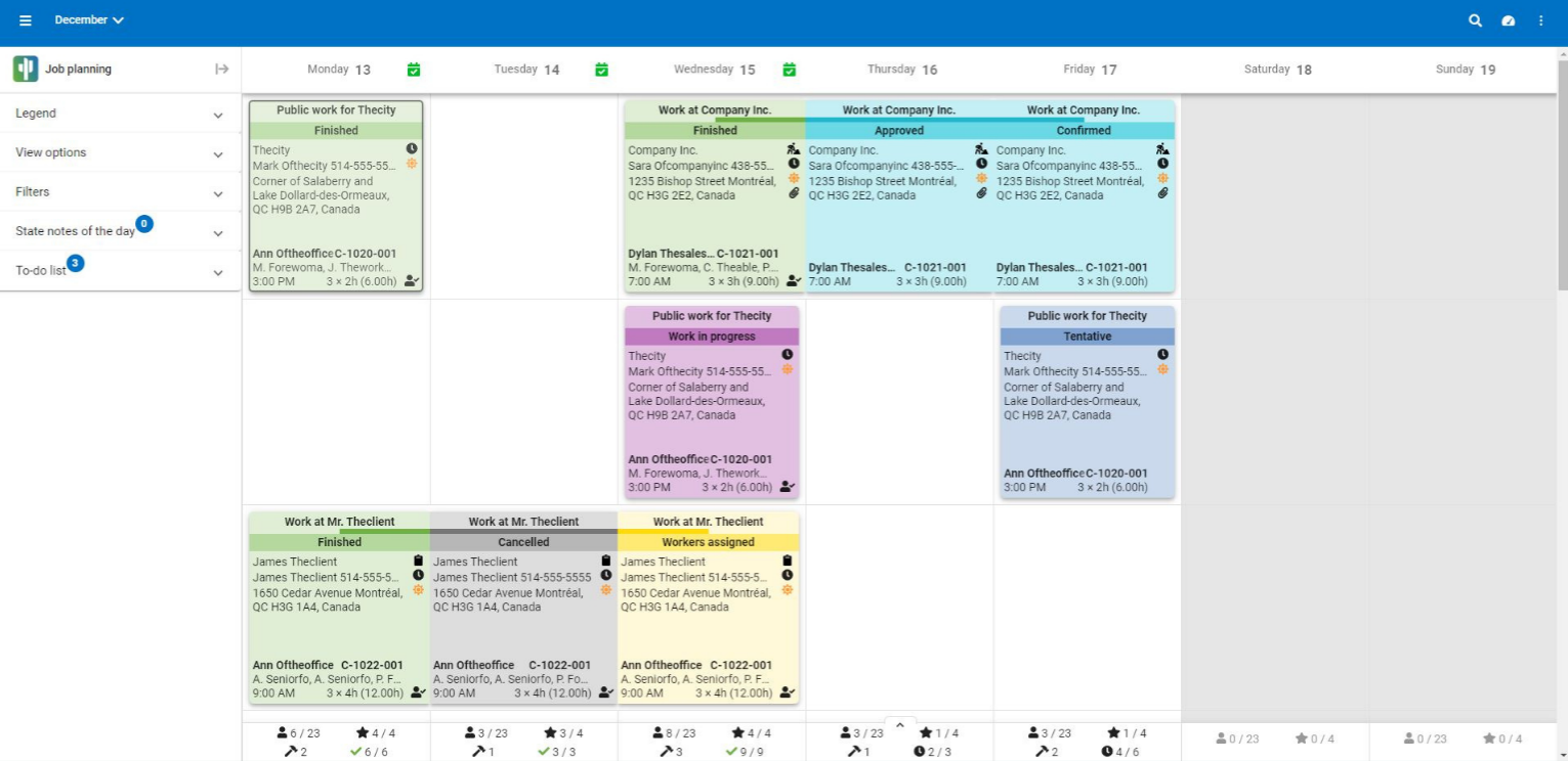 The worksite progress screen in Cactusoft construction software