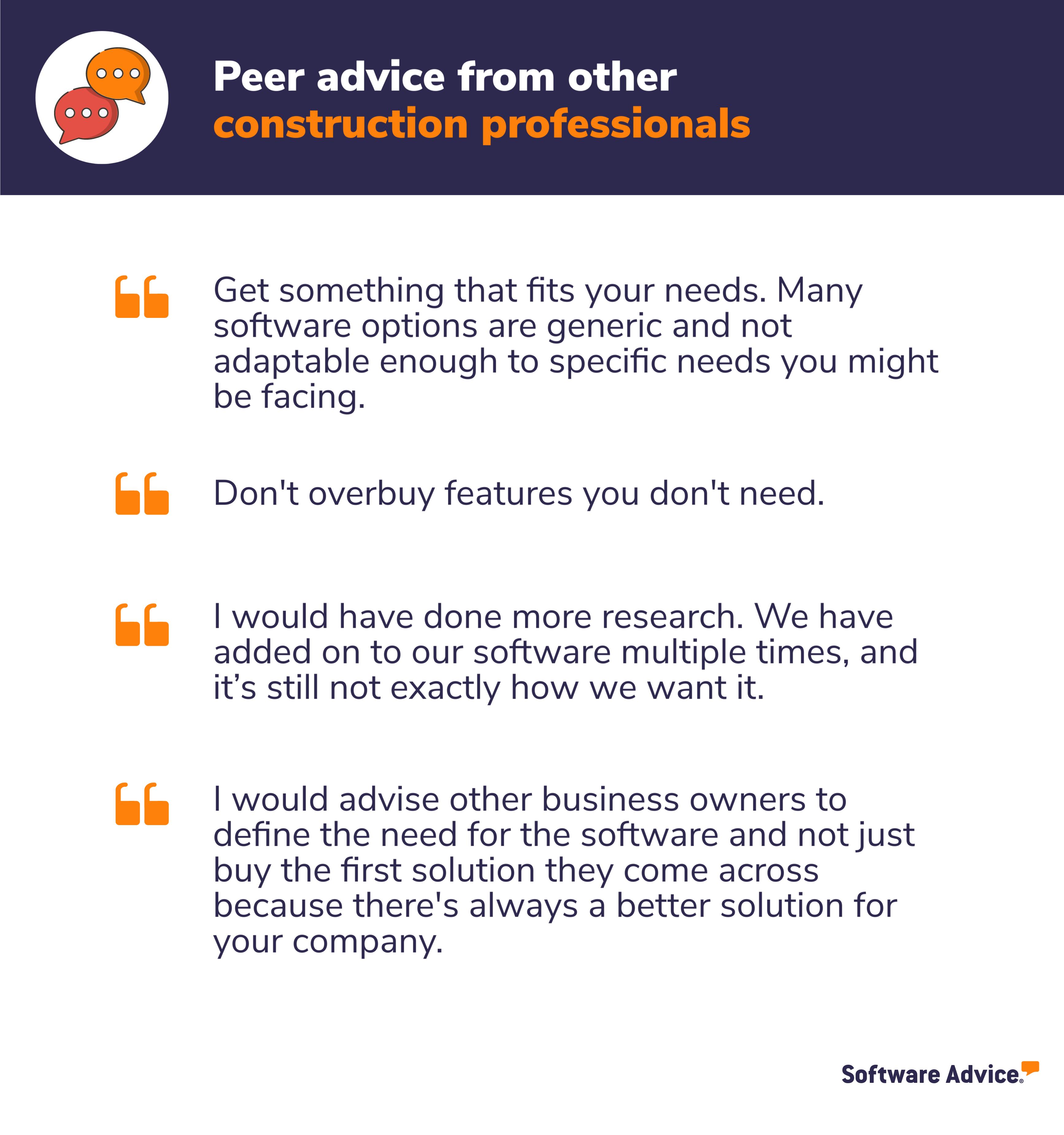 Software Advice graphic: peer advice from construction professionals