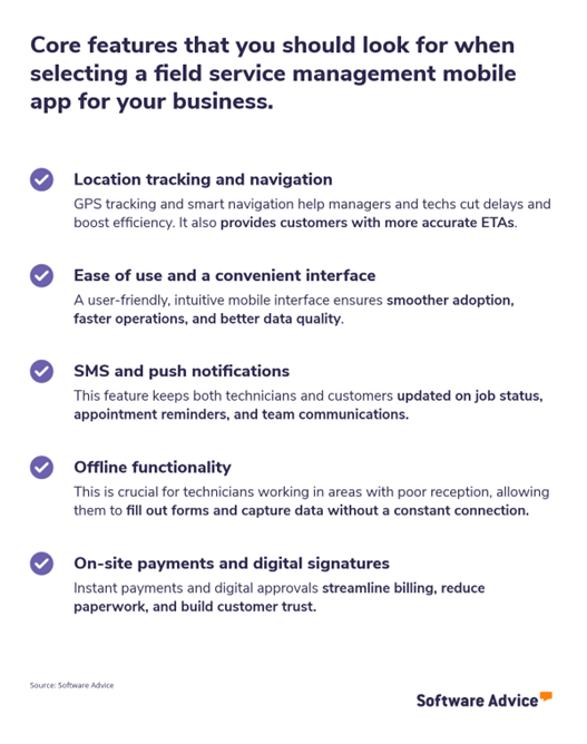 Key Field Service Management Mobile Apps Benefits, Features
