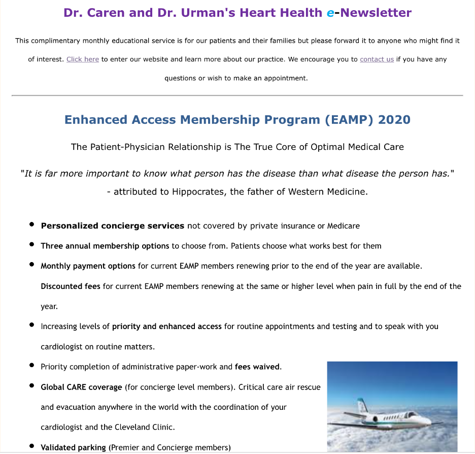 An example of what an email newsletter might look like for a healthcare practice