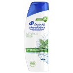bouteille de shampooing blanche avec feuilles de menthe verte