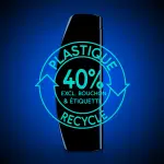 symbole plastique recyclé sur fond bleu