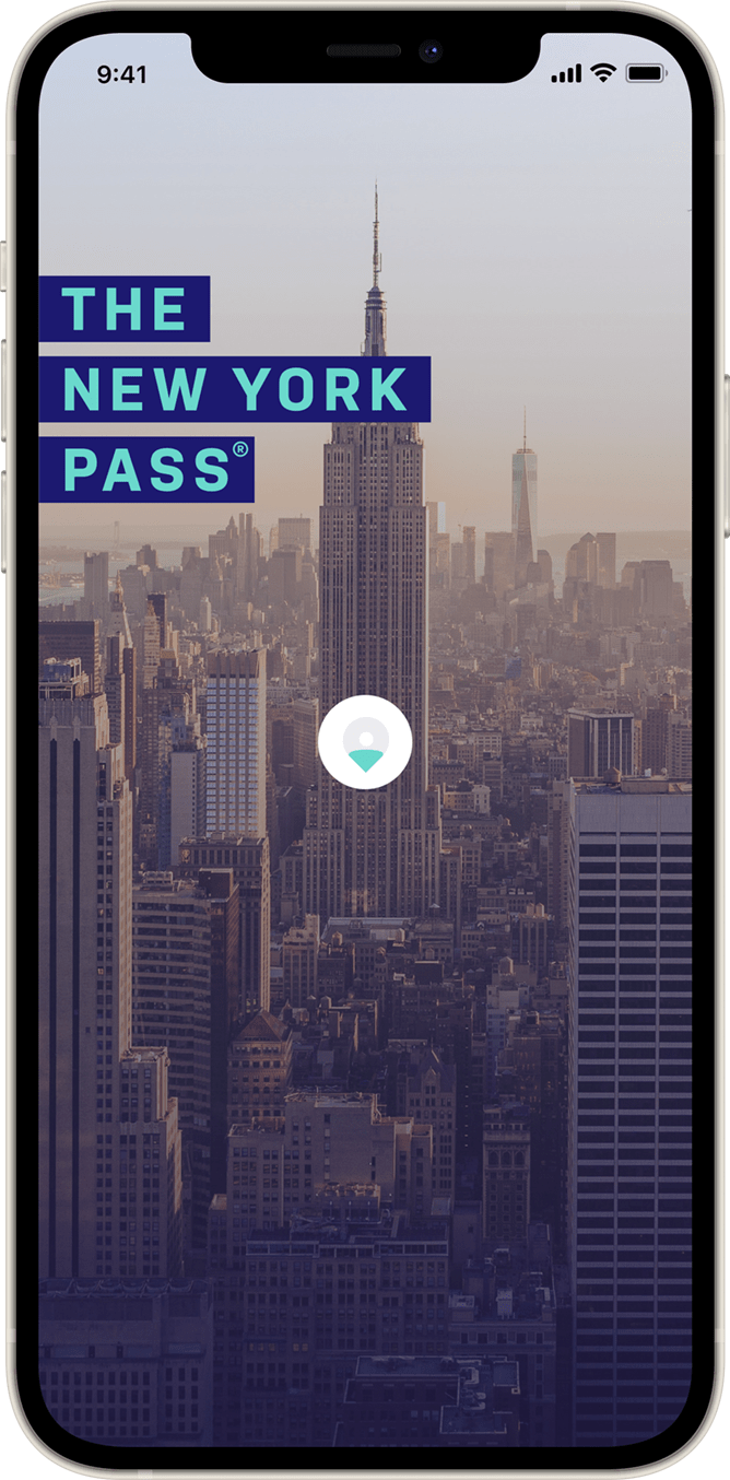 The Leisure Pass Group's New York Pass iOS app on an iPhone device