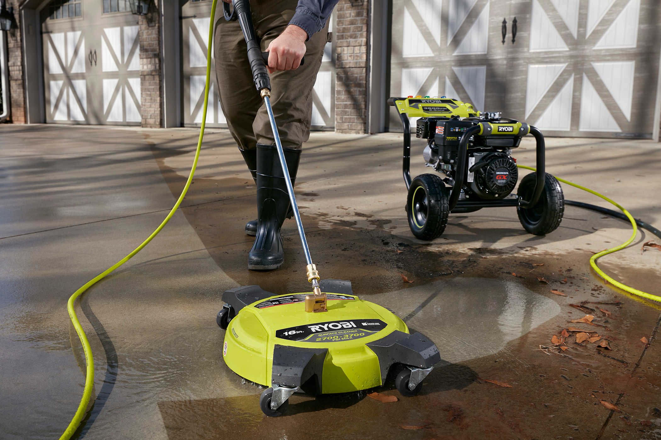 Product Features Image for 16 in. 3700 PSI Surface Cleaner for Gas Pressure Washer.