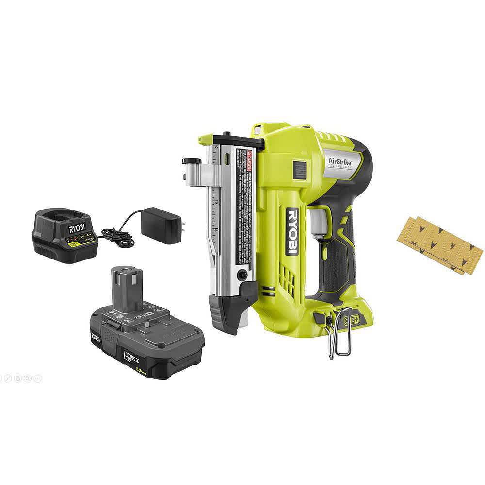 Feature Image for 18-Volt ONE+ Lithium-Ion Cordless AirStrike 23-Gauge 1-3/8 in. Headless Pin Nailer Kit with 1.5 Ah Battery and Charger.