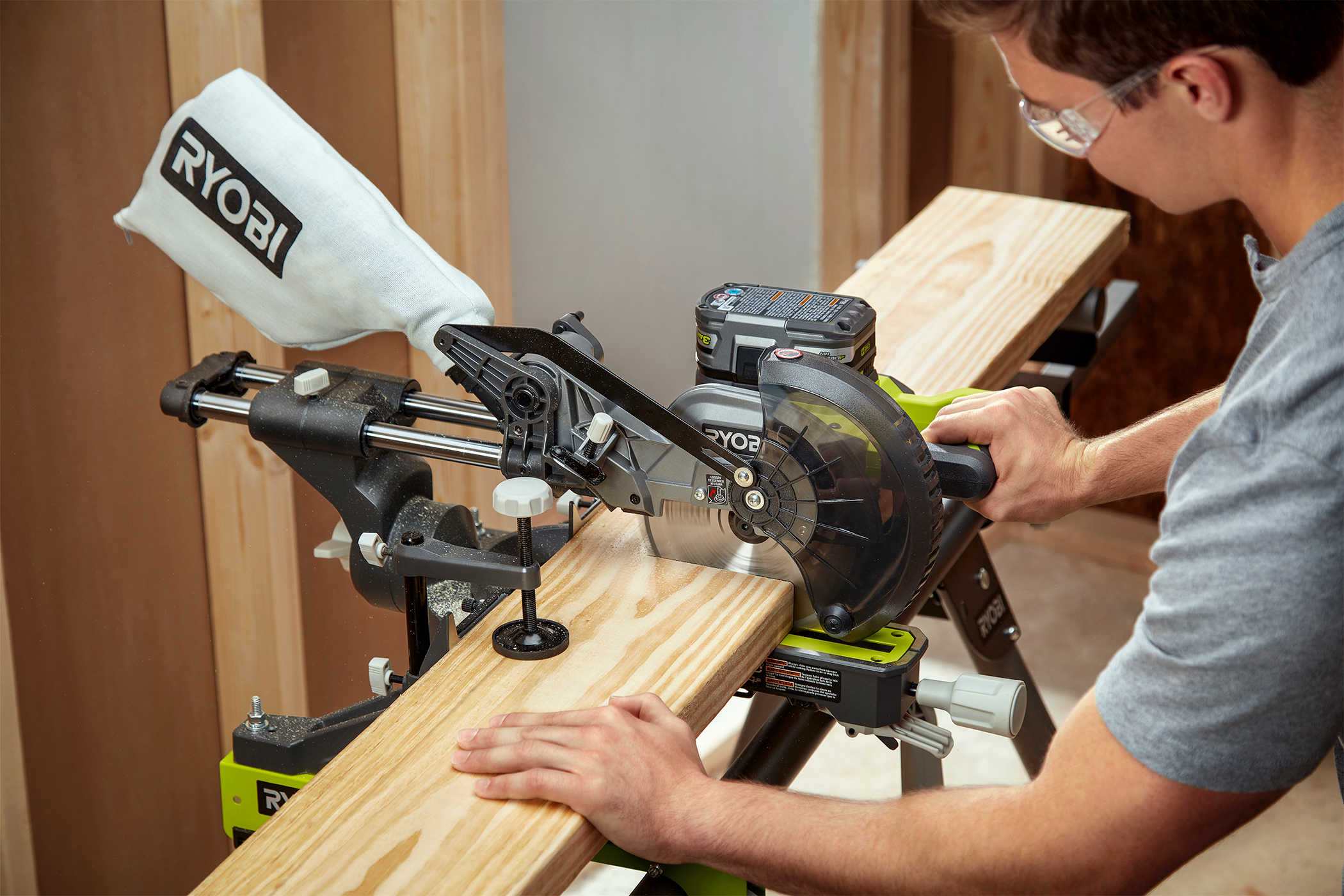 Product Features Image for 18V ONE+ 7-14 SLIDING COMPOUND MITER SAW.