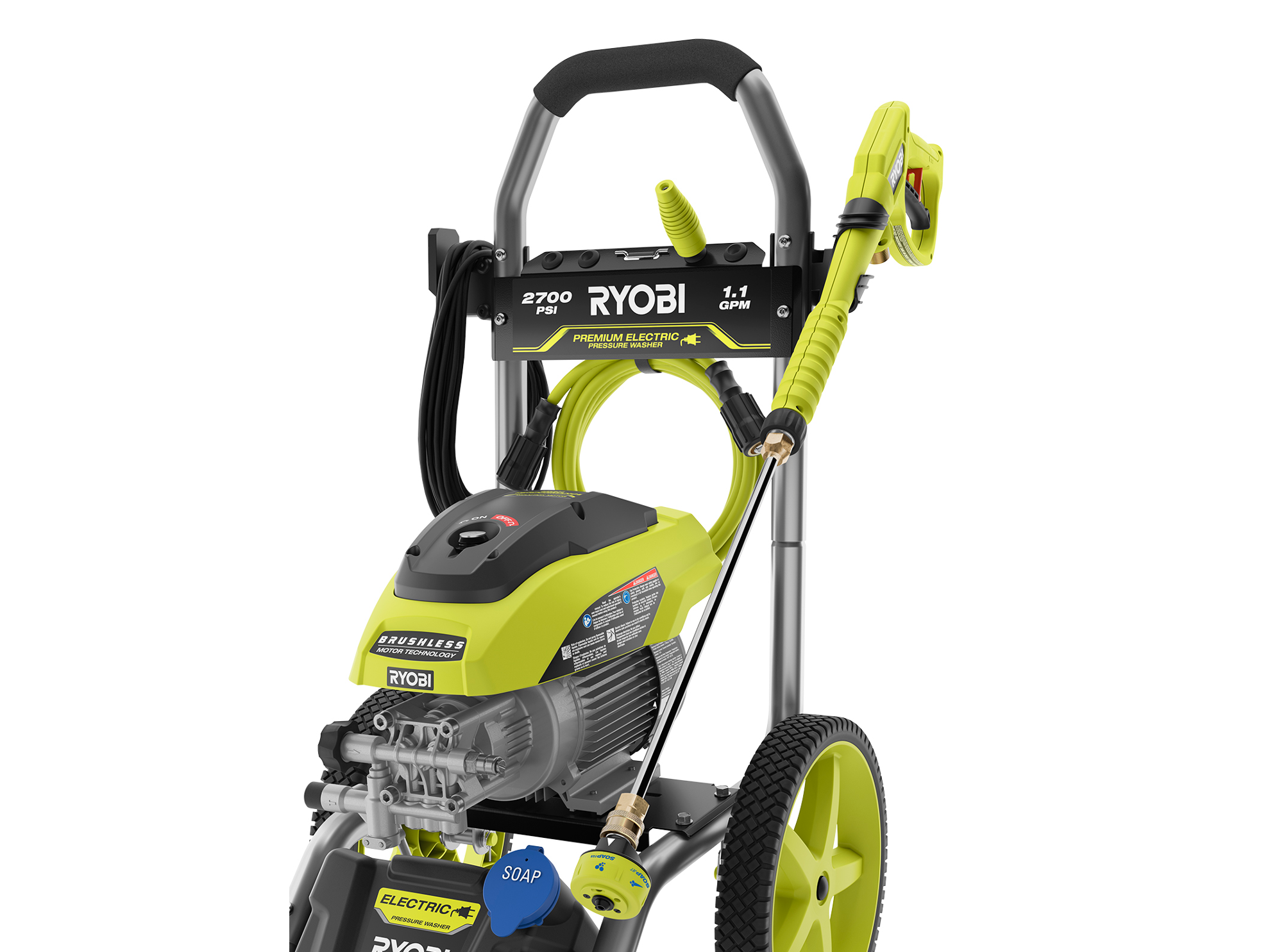 Product Features Image for 2700 PSI 1.1 GPM BRUSHLESS ELECTRIC PRESSURE WASHER.
