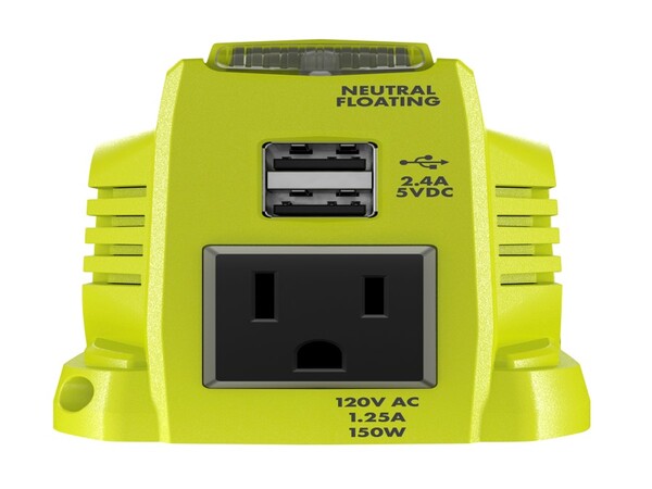 Product Features Image for 18V ONE+™ POWERSOURCE 150 Watt Battery Inverter.