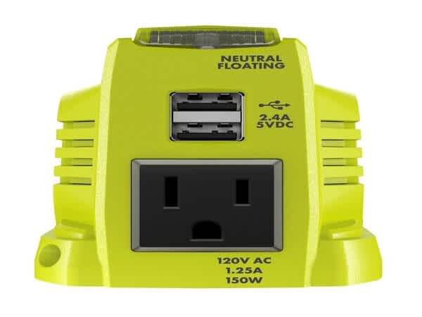 Product Features Image for 18V ONE+™ POWERSOURCE 150 Watt Battery Inverter.