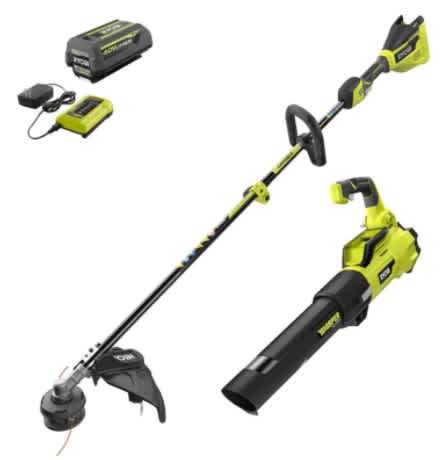 Feature Image for 40V Brushless Cordless String Trimmer and Jet Fan Leaf Blower Kit with 4.0 Ah Battery and Charger.