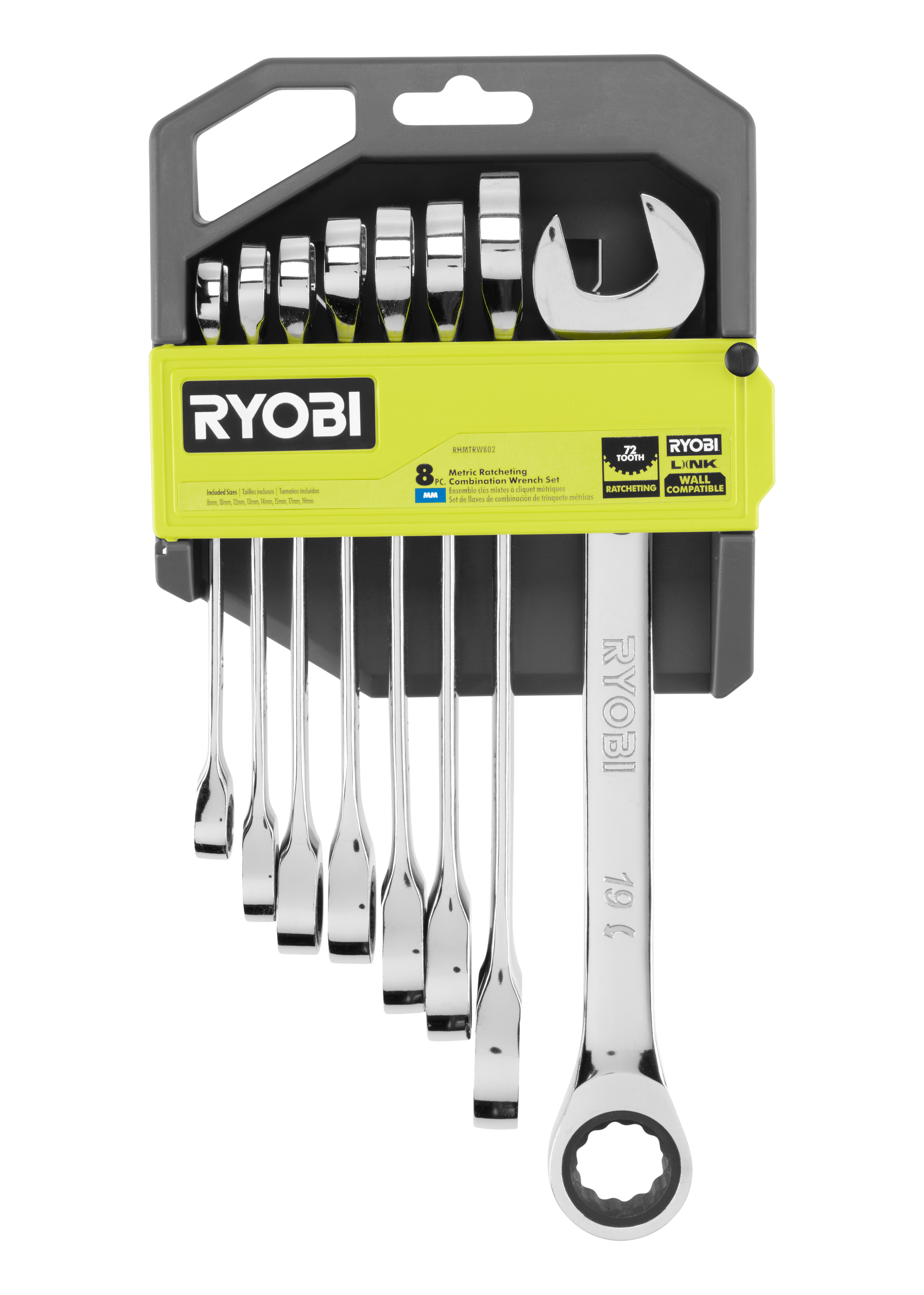 8PC Metric Ratcheting Wrench Set (LINK Compatible) | RYOBI Tools