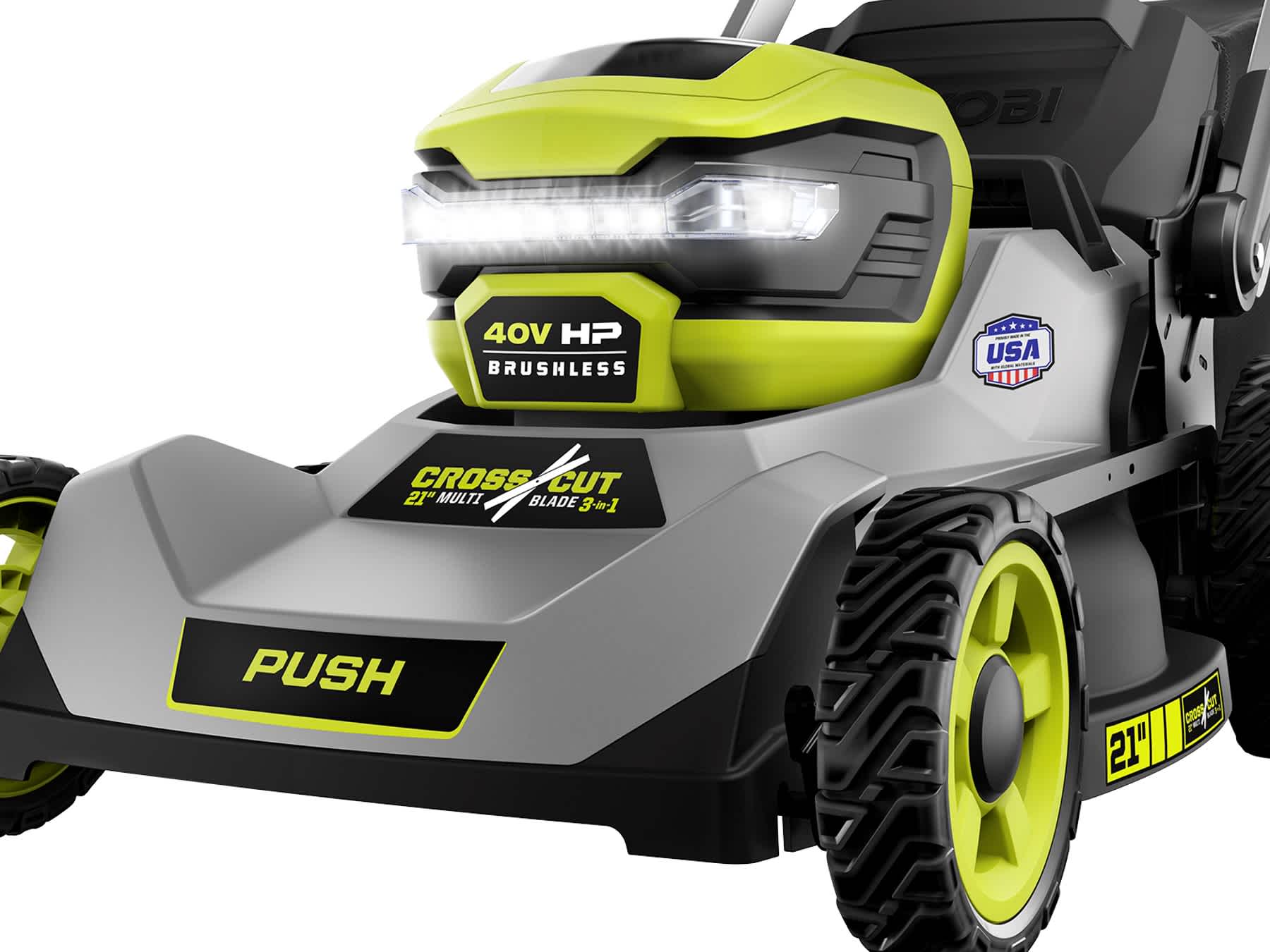 Product Features Image for 40V HP BRUSHLESS 21" CROSSCUT PUSH LAWN MOWER KIT.