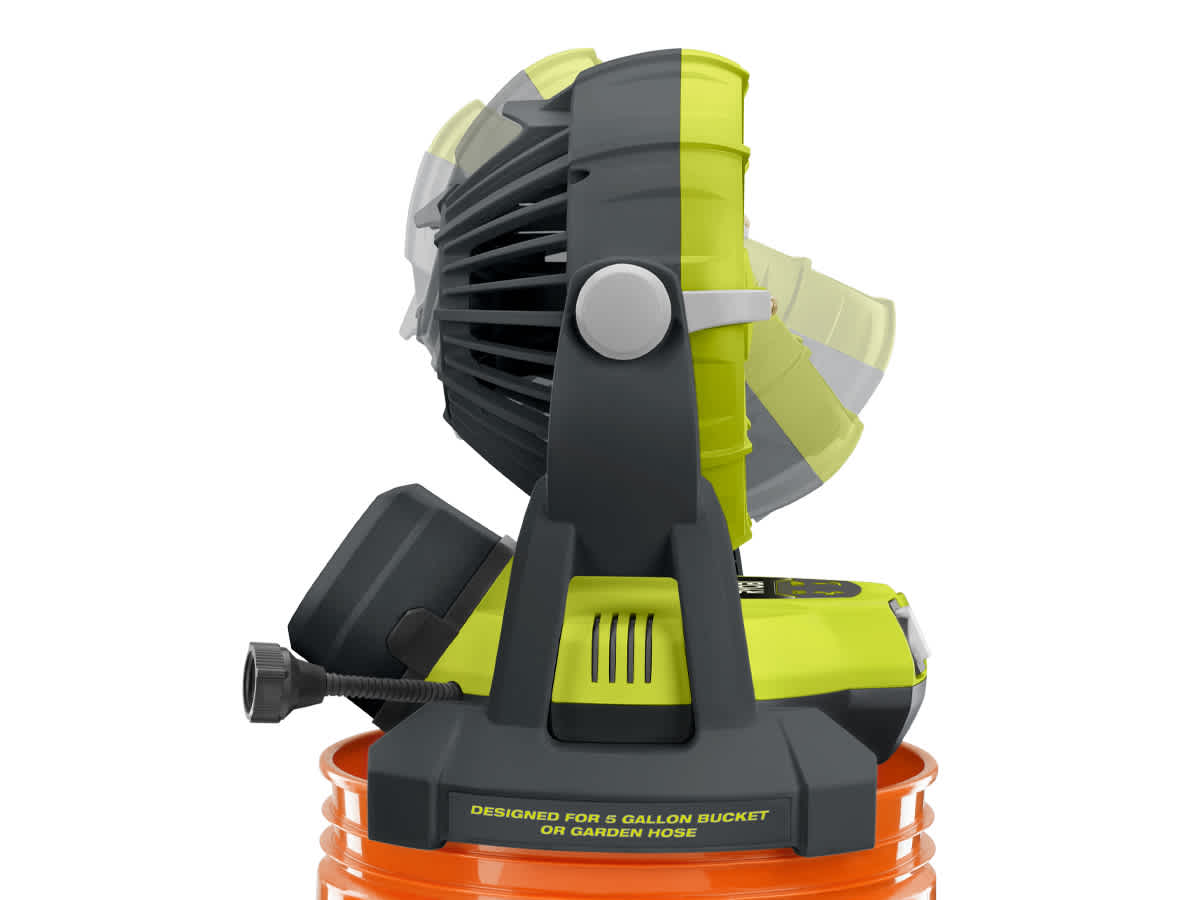 Product Features Image for 18V ONE+ BUCKET TOP MISTING FAN KIT.