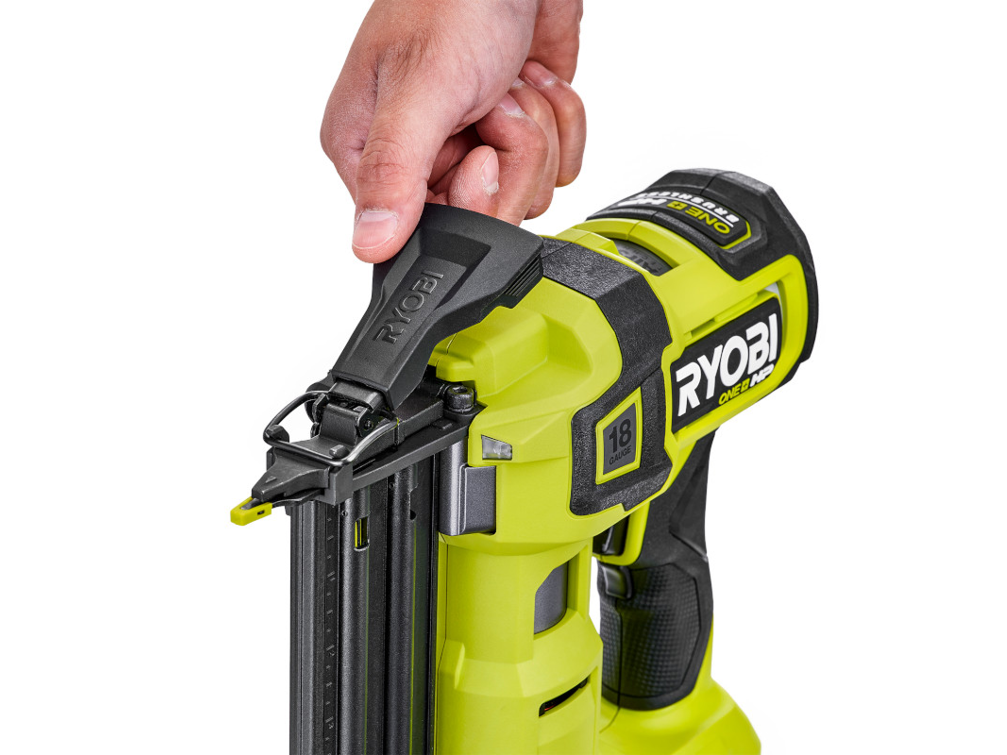 Product Features Image for 18V ONE+ HP BRUSHLESS AIRSTRIKE 18GA BRAD NAILER KIT.