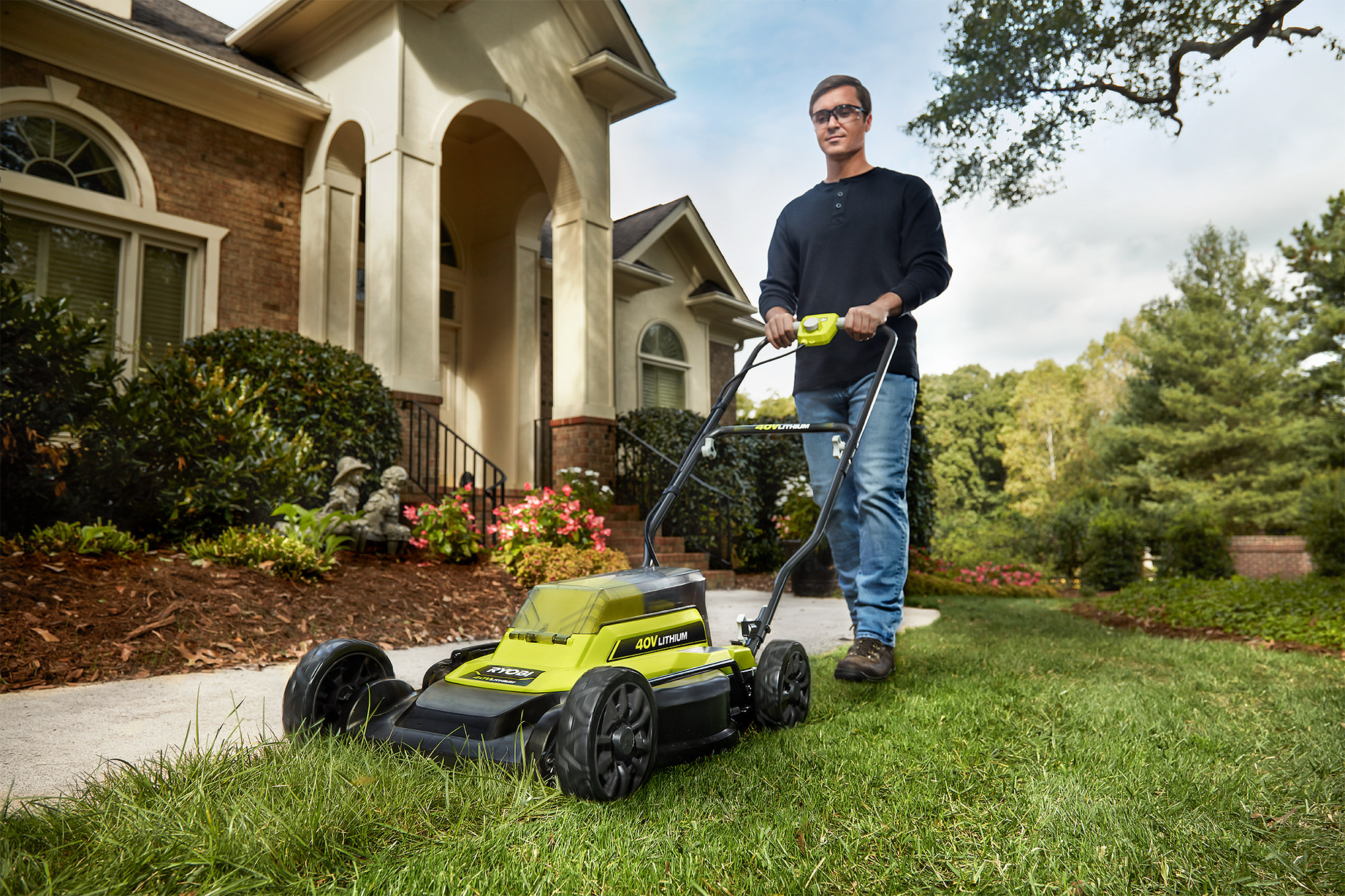 Ryobi battery on sale push mower