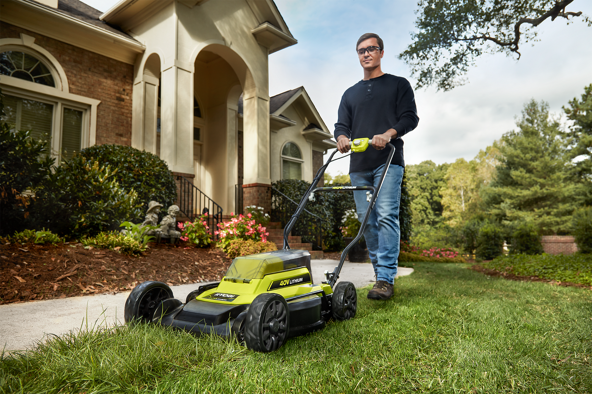 RYOBI 40V Lithium Ion Electric Cordless Mower and String Trimmer