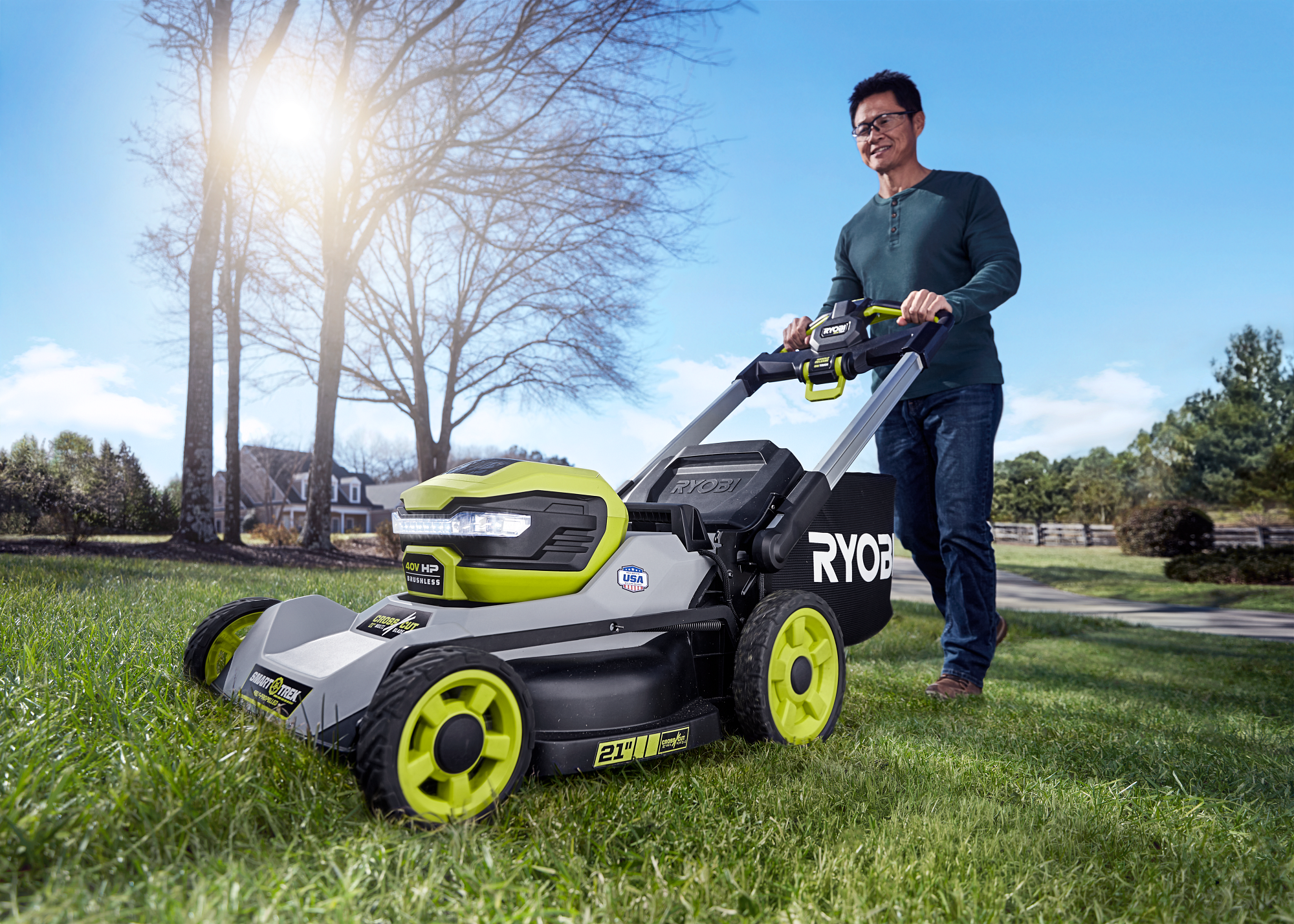 Product Features Image for 40V HP BRUSHLESS 21" CROSS CUT SELF-PROPELLED MOWER KIT.
