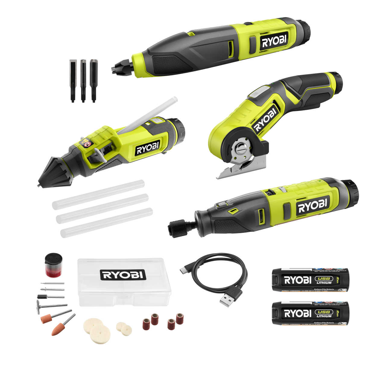 RYOBI ONE+ 18V Cordless Compact 2-Tool Combo Kit with Glue Gun and  Precision Rotary Tool (Tools Only) P306-PRT100B - The Home Depot