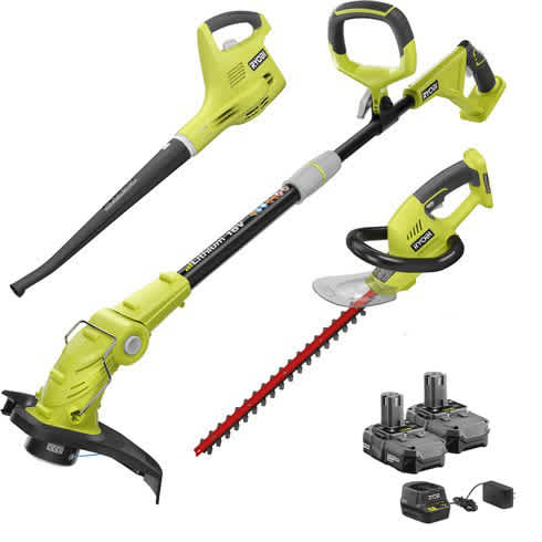 Feature Image for 18V ONE+™ String Trimmer/Edger, Hedge Trimmer & Sweeper with (2) 1.3Ah Batteries & Charger.