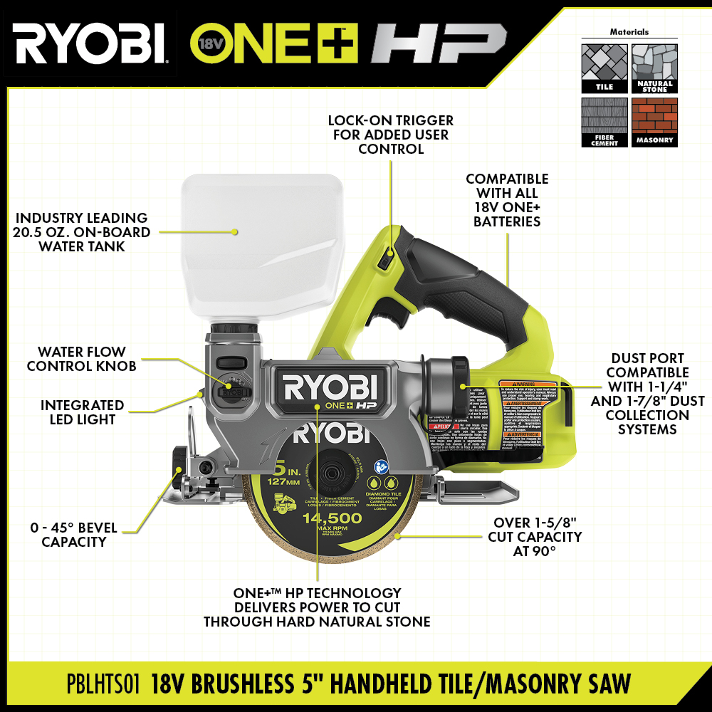 Ryobi handheld on sale tile saw