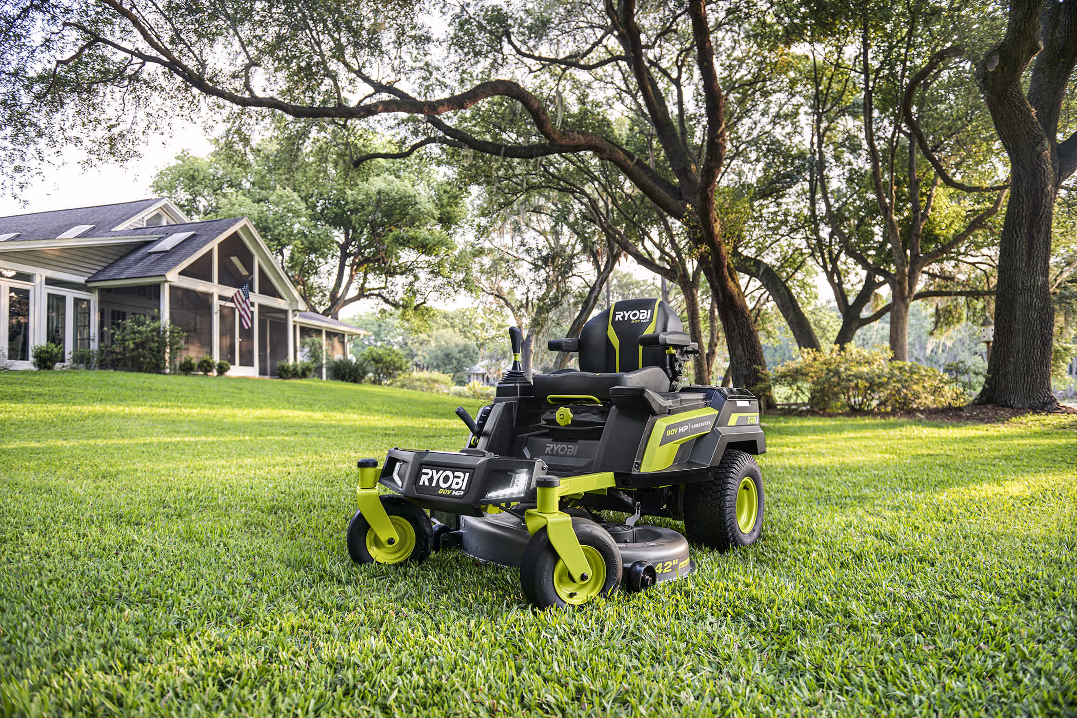 Product Features Image for 80V HP BRUSHLESS 42" LITHIUM ELECTRIC ZERO TURN RIDING MOWER.