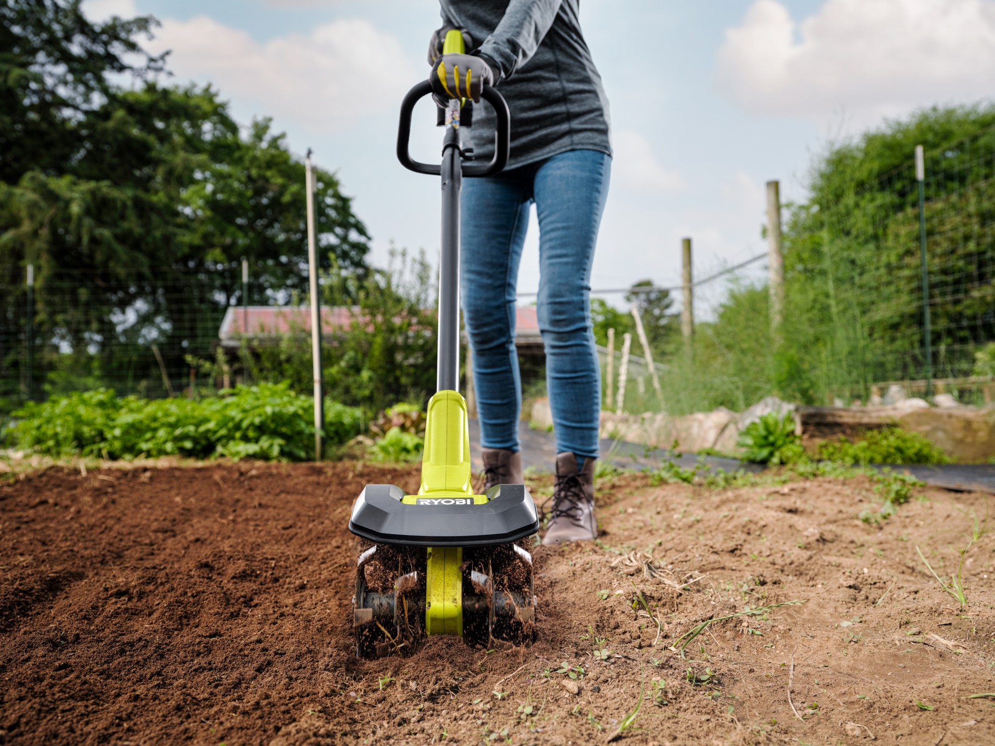 Ryobi tiller 18v discount