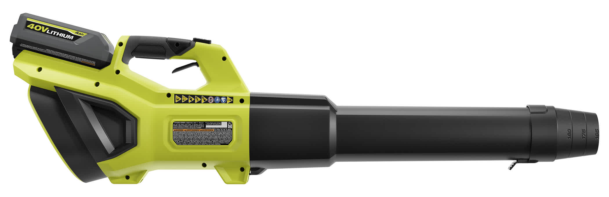 Product Features Image for 40V HP BRUSHLESS 730 CFM WHISPER SERIES BLOWER WITH (2) 4AH BATTERIES.