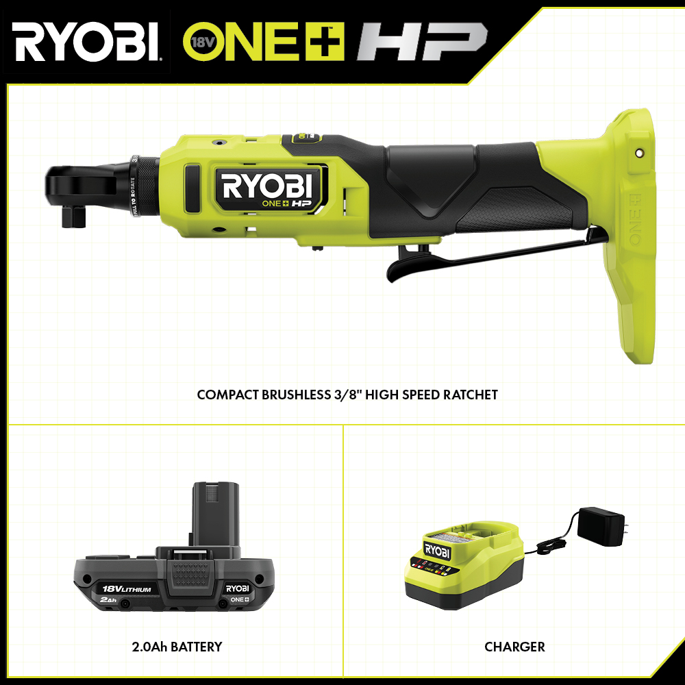 RYOBI 18V ONE+ HP Brushless Cordless Compact 3/8 in. Ratchet (Tool Only)