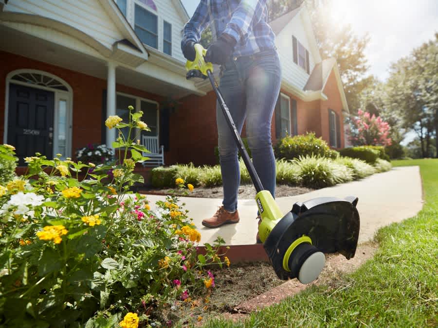 Product Features Image for 18V ONE+ Lithium-Ion Cordless 10-inch String Trimmer and Blower Kit with 2.0Ah Battery and Charger.