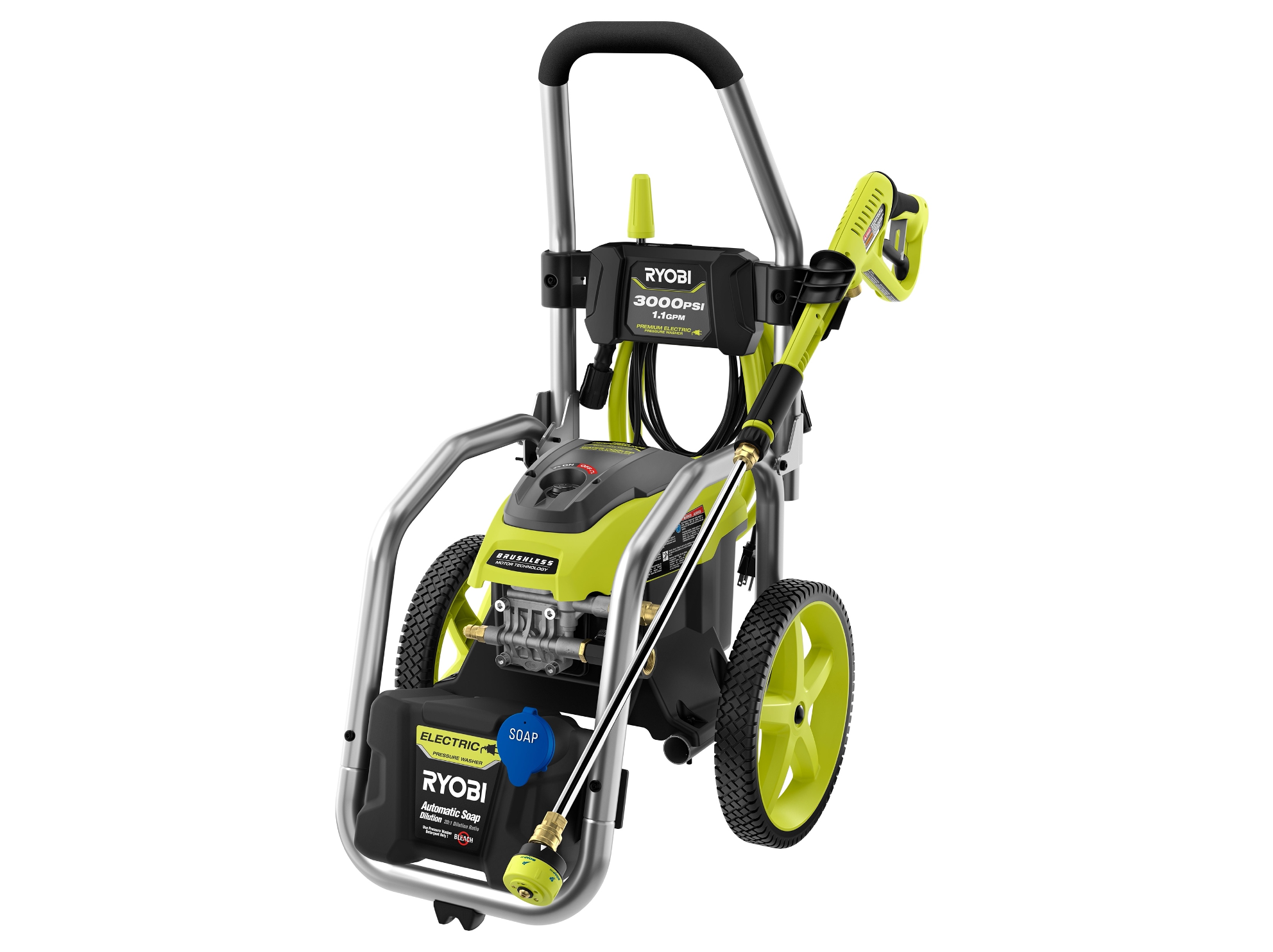 Product Features Image for 3000 PSI 1.1 GPM BRUSHLESS ELECTRIC PRESSURE WASHER.