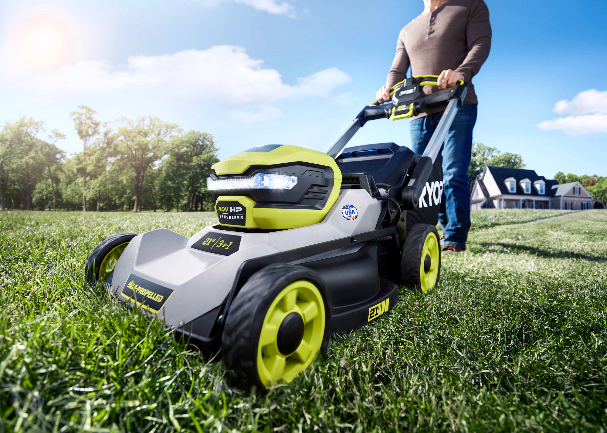 Product Features Image for 40V HP BRUSHLESS 21" SELF-PROPELLED LAWN MOWER KIT.
