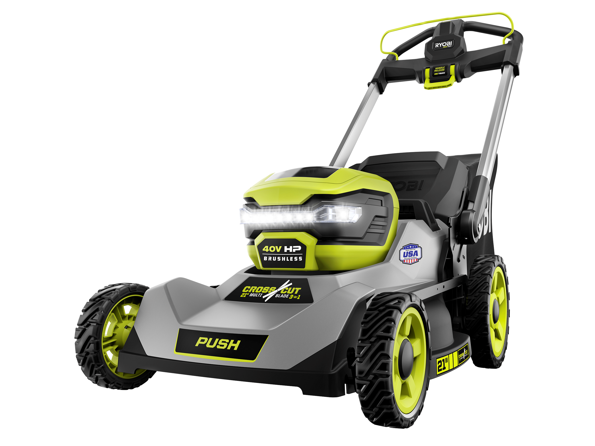 Product Features Image for 40V HP BRUSHLESS 21" CROSSCUT PUSH LAWN MOWER KIT.