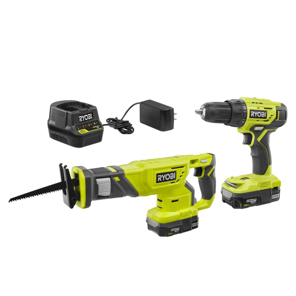 Feature Image for 18V ONE+ LITHIUM-ION CORDLESS 1/2" DRILL/DRIVER AND RECIPROCATING SAW KIT.