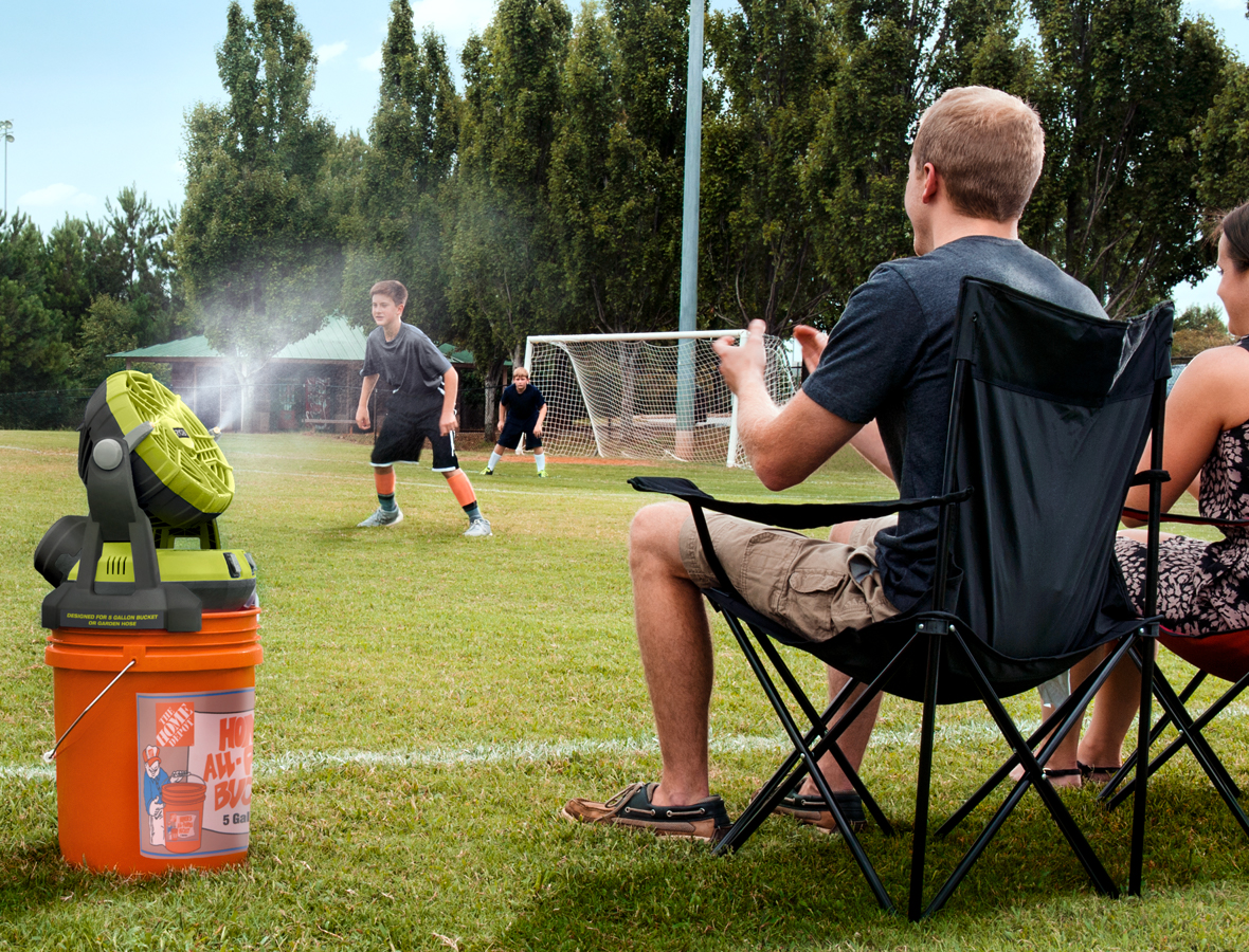 Product Features Image for 18V ONE+ BUCKET TOP MISTING FAN KIT.