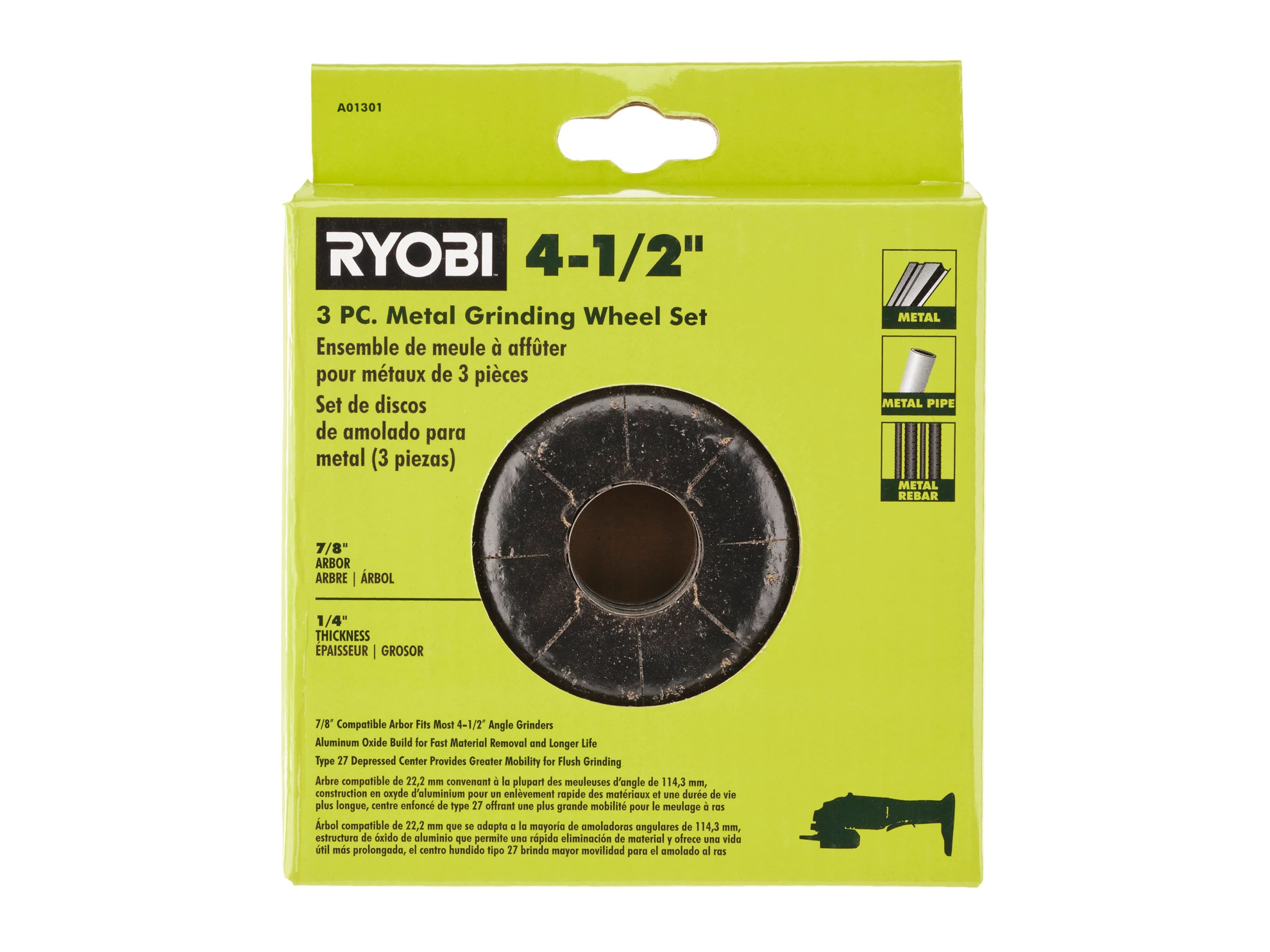 Product Features Image for 3 PC. 4-1/2" METAL GRINDING WHEEL SET.