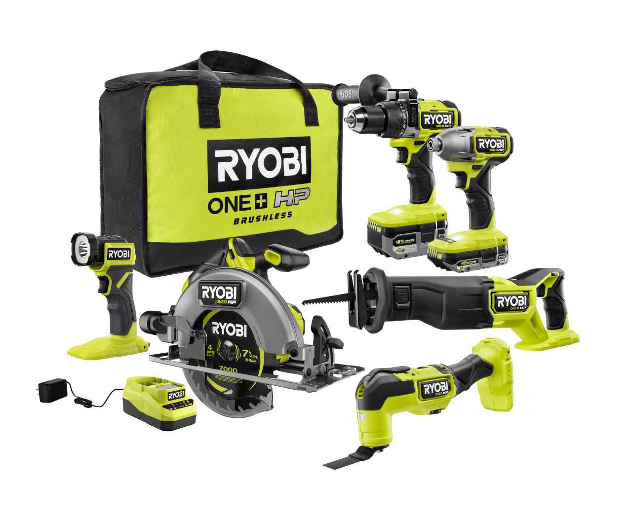 Feature Image for 18V ONE+ BRUSHLESS 6-TOOL COMBO KIT.