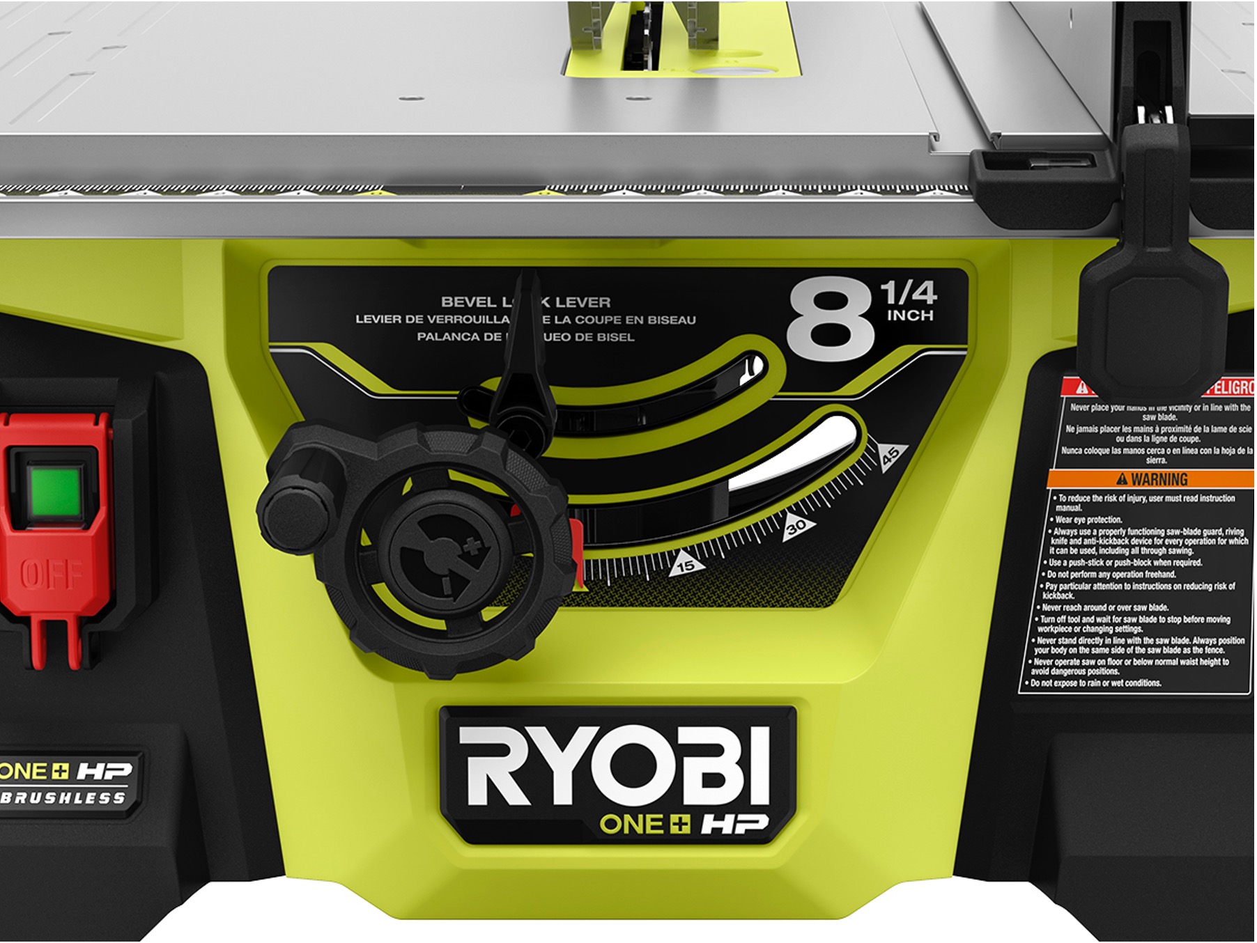 Product Features Image for 18V ONE+ HP BRUSHLESS 8-1/4" TABLE SAW KIT.