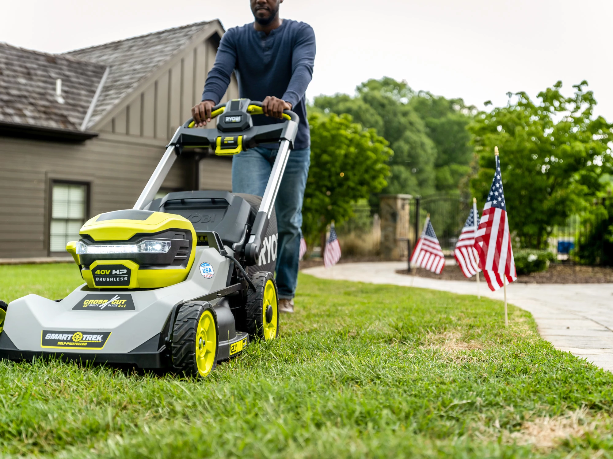 Product Features Image for 40V HP BRUSHLESS 21" CROSS CUT SELF-PROPELLED MOWER KIT.